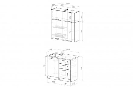 Кухонный гарнитур Лиора мини, 100 см 