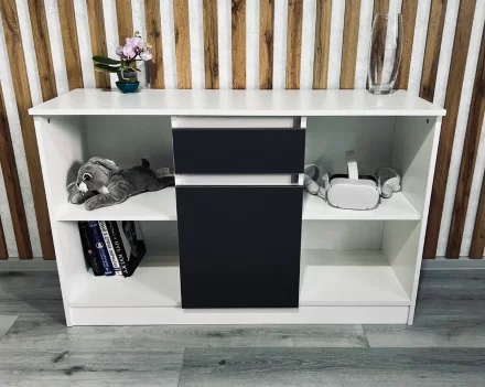 Тумба ТВ малая Парус, белый/Графит 